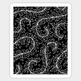 Lacy Leaves Black and White Sticker